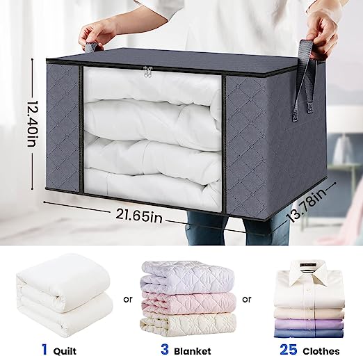 Pack Of 5 Portable Bamboo Charcoal Clothes Blanket Large Folding Bag Storage Box Organizer