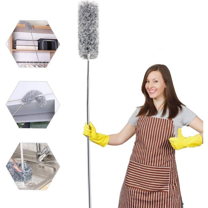 Microfiber Duster Extendable With 2m Extra Long Handle, Bendable Head, Washable Feather Dusters For Cleaning Ceilings Fans