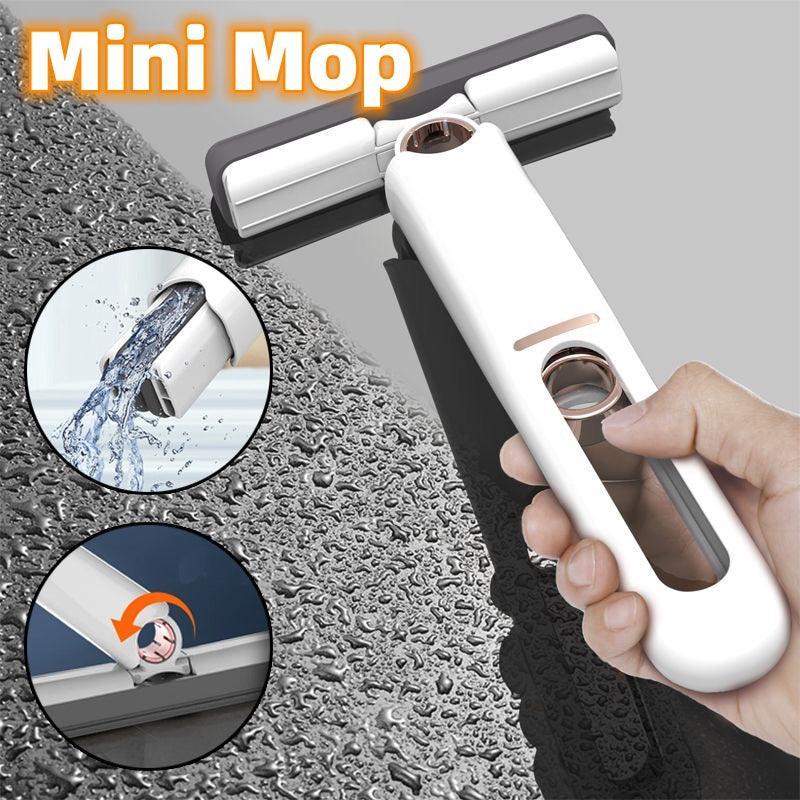 Portable Sponge Mini Mop, 2023 New Hands-Free Lazy Desktop Glass Cleaning Mop, Household Bathroom Crevice Absorbent Mop, Replaceable Mop Head(Replacement Core & Squeeze Handle)