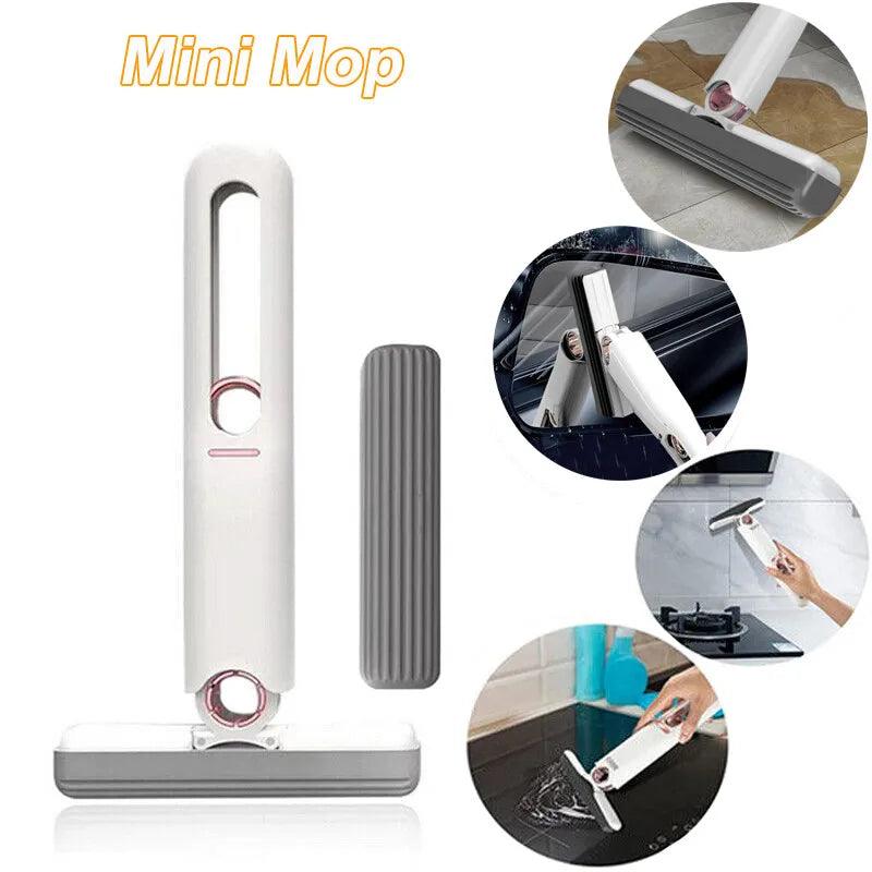 Portable Sponge Mini Mop, 2023 New Hands-Free Lazy Desktop Glass Cleaning Mop, Household Bathroom Crevice Absorbent Mop, Replaceable Mop Head(Replacement Core & Squeeze Handle)